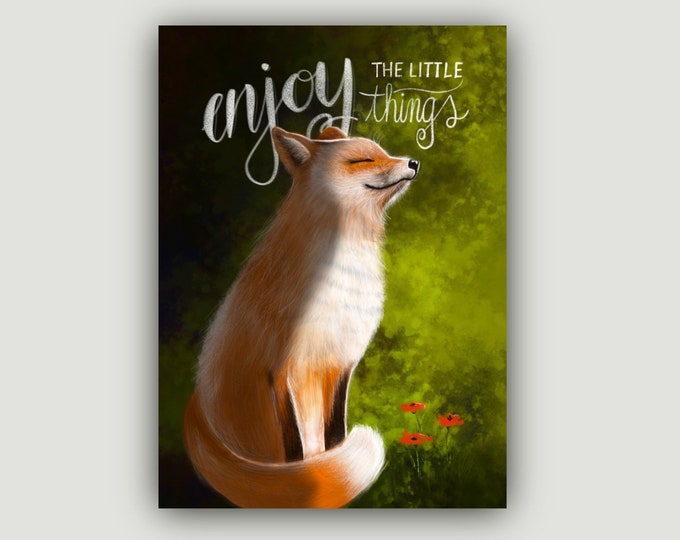 Postcard | A6 | Fox | Enjoy the little things |  Illustration
