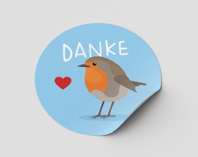 Round THANK YOU labels robins | 3.5cm x 3.5cm | scratch-resistant with matt UV varnish | 10-150 pieces