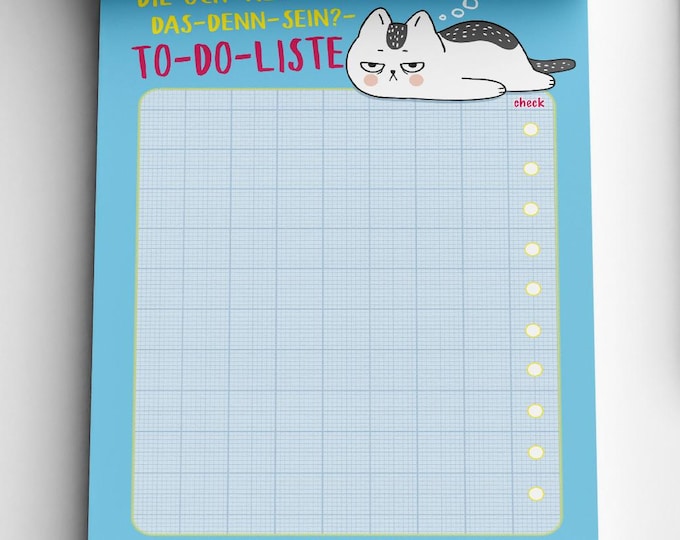 Funny to-do notepad | 100 sheets A6 | grumpy cat | blue