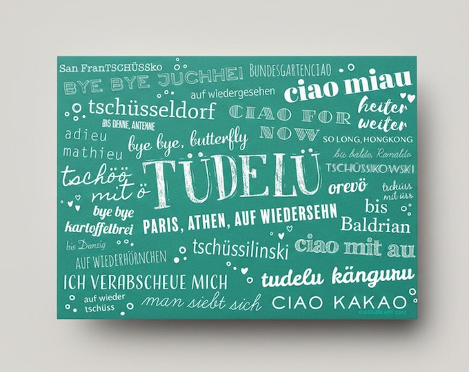 Greeting card | Farewell card | A6 with envelope | Tüdelü | Bye with an Ö | Farewell card with quirky sayings | Free shipping