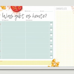 Essensplaner | Wochenplaner | Menuplaner | A5 | 50 Blatt | inkl Einkaufszettel