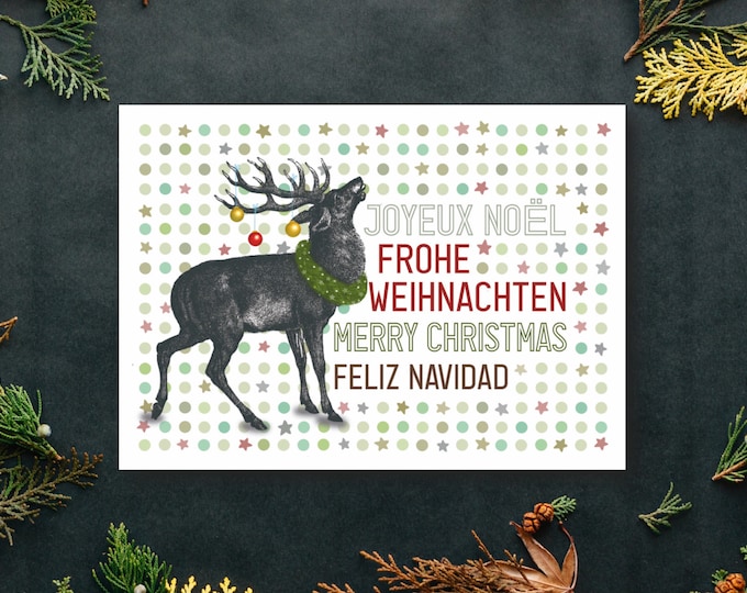 Postcard | A6 | 260g | Deer | Christmas | Christmas greetings | Gift card