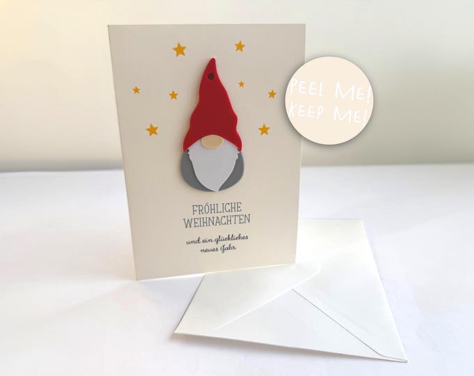 Folded card | Christmas greetings elf PLUS detachable tag | Christmas | Gift card | A6