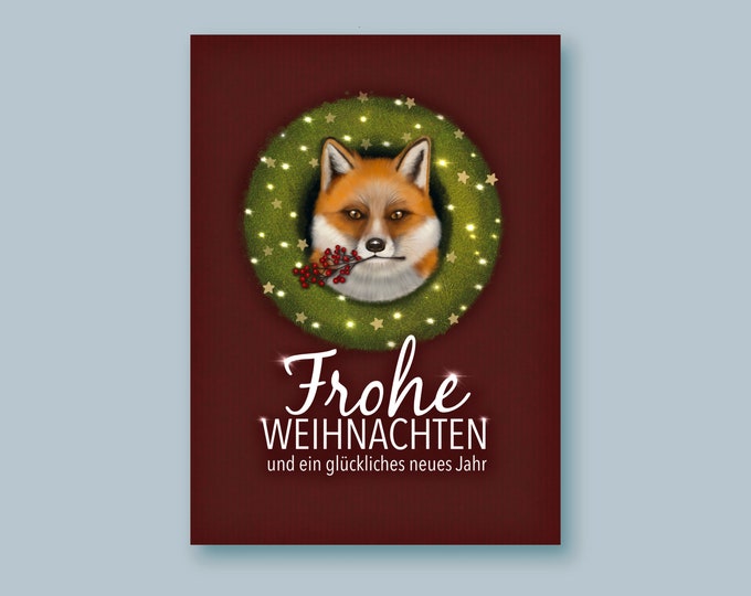 Folded card | Christmas greetings fox | Christmas | Gift card | A6 | 260g
