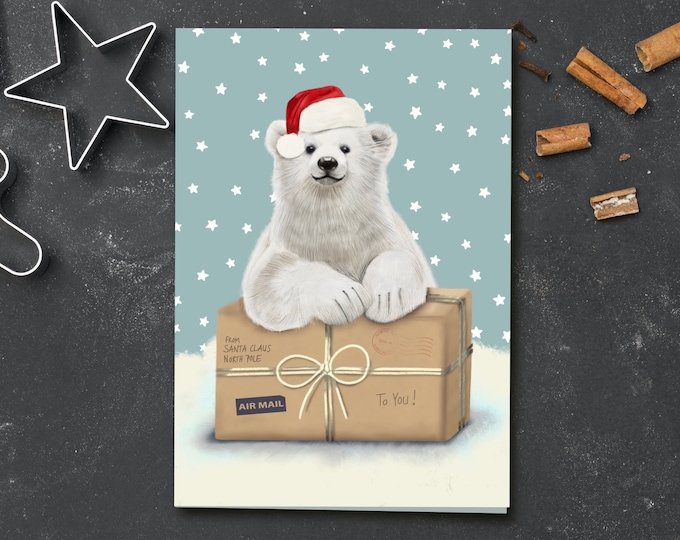 Polar bear Christmas greetings | Folding card A6 | 260g | Polar bear | Christmas | Postcard | gift card