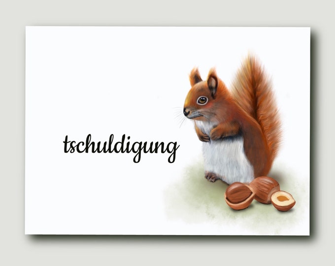 Squirrel postcard | A6 | 260g | sorry | sorry | excuse me | I'm sorry | forgot my birthday | forgive me