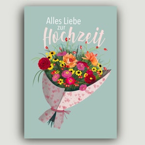 Wedding congratulations card Congratulations to the newlyweds Folding card Greeting card Flower greetings A6 300g image 1