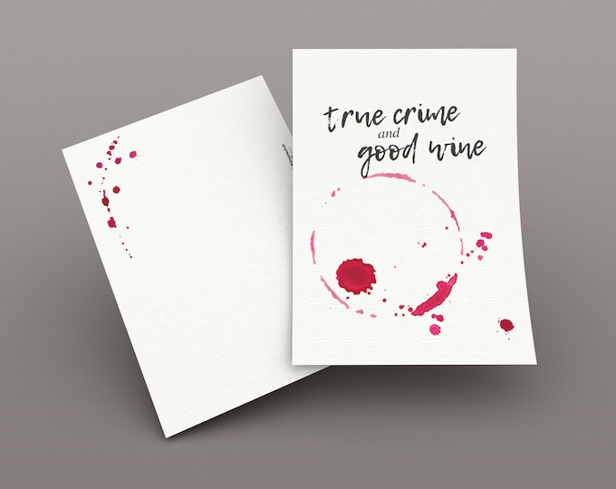 True Crime and good wine postcard | A6 | 300g cream natural cardboard | climate-neutral printing