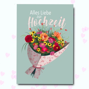 Wedding congratulations card Congratulations to the newlyweds Folding card Greeting card Flower greetings A6 300g image 7