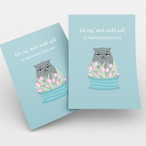 Set 2 x Grumpy Cat A6 funny postcards 300 g each I'm not upset cat NEW 2 motifs Set blau