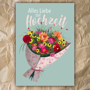 Wedding congratulations card Congratulations to the newlyweds Folding card Greeting card Flower greetings A6 300g image 6