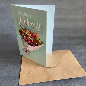 Wedding congratulations card Congratulations to the newlyweds Folding card Greeting card Flower greetings A6 300g image 5