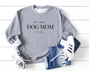 Customized Dog Sweatshirt, Personalized Dog Sweatshirt, Customized Dog Mom Sweatshirt, Dog Mom Established, Dog Dad Established,