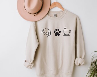 Dog Mom Sweatshirt, Dogs and Coffee, Books and Coffee, Coffee and Dogs Shirt, Dog Mama Sweatshirt,  Dog Mom Gift, Dog Parent Gift