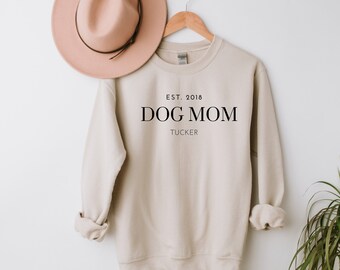 Customized Dog Sweatshirt, Personalized Dog Sweatshirt, Customized Dog Mom Sweatshirt, Dog Mom Established, Dog Dad Established,
