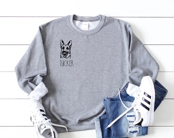 Customized Dog Sweatshirt, Personalized Dog Sweatshirt, German Shepherd Shirt, German Shepherd Crewneck, German Shepherd