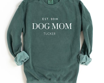 Personalized Dog Sweatshirt | Custom Dog Mom or Dog Dad Sweatshirt | Dog Name Sweatshirt | Dog Mom Established Hoodie |Custom Pet Lover Gift