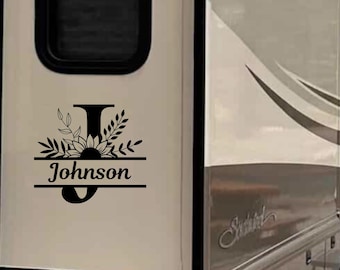 Custom RV Monogram Decal. Letter Vinyl Decor