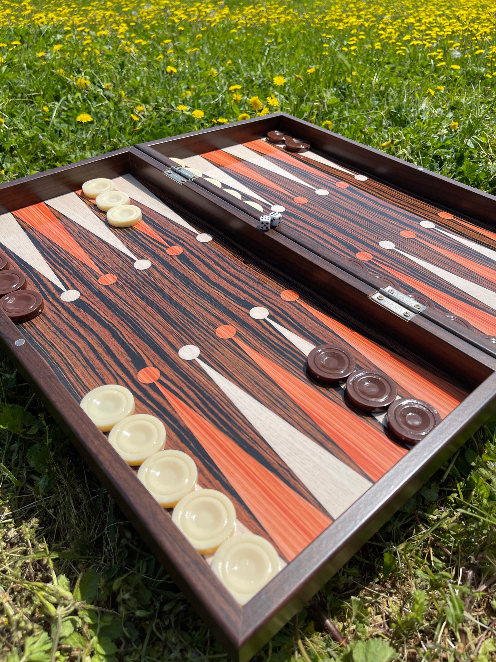 Wooden Backgammon Board with Wooden Backgammon Pieces Luxury Etsy
