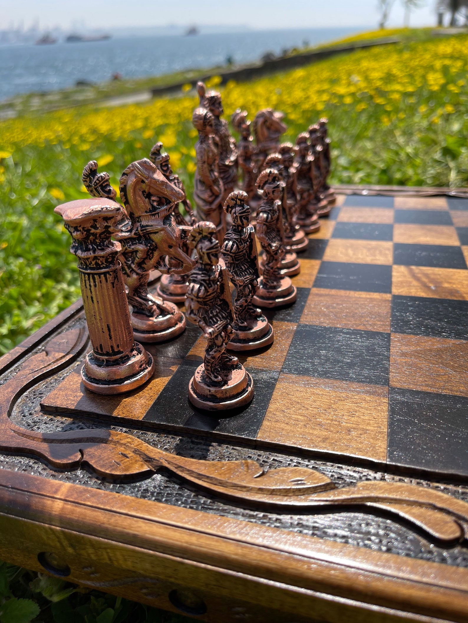 Metal Stone Wooden Chess Set Elegant Chess Set Chess Set Etsy Canada