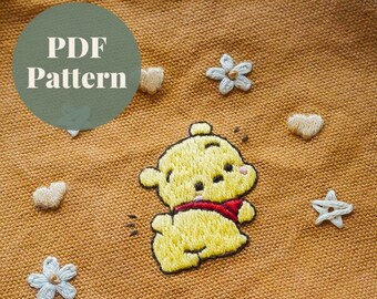 Patrón de bordado Cheeky P.Bear SOLAMENTE, Patrón PDF de descarga digital instantánea, Patrón de bordado y guía de puntadas para principiantes