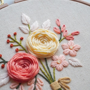 Rose Bouquet Embroidery Pattern, Instant Digital Download PDF Pattern ...