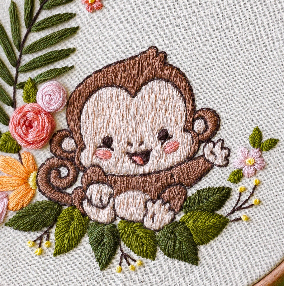 Lunar Monkey Embroidery Pattern Digital Downloadable PDF - Etsy