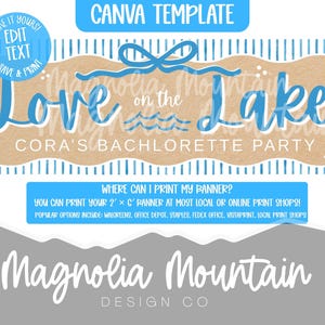 Love on the Lake Banner Template | Editable Canva Banner | Party Sign | Lake Weekend Decor | Printable Banner 6' x 2' |  Lake Bachelorette
