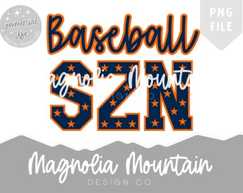 Baseball SZN Png, Baseball Png, Baseball Coquette Bow Png, Game Day Png, Baseball Mom Png, Navy and Orange, Navy Orange Baseball, MLB, Trend
