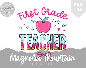 First Grade Teacher PNG | Ice Cream Teacher Shirt Design | Back to School Sublimation PNG | Cute Teacher Commercial Use PNG File