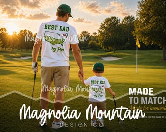 Koszulka golfowa Best Dad by Par w stylu PNG | Koszulka dla taty inspirowana Masters | Golf na Dzień Ojca w stylu PNG | Sublimacja i DTF | Koszulki pasujące do siebie tata/syn