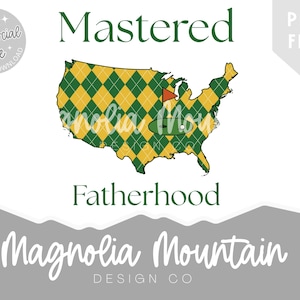 Mastered Fatherhood Golf Argyle USA PNG – Fathers Day Golf - Masters Golf – Golf Dad Shirt Sublimation Graphic – Commercial Use