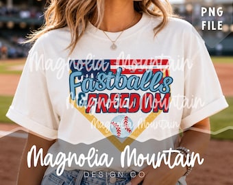 Fastballs and Freedom Baseball PNG | 4th of July Sublimation Design | Patriotic Baseball Digital Download | Red White Blue Summer Clipart