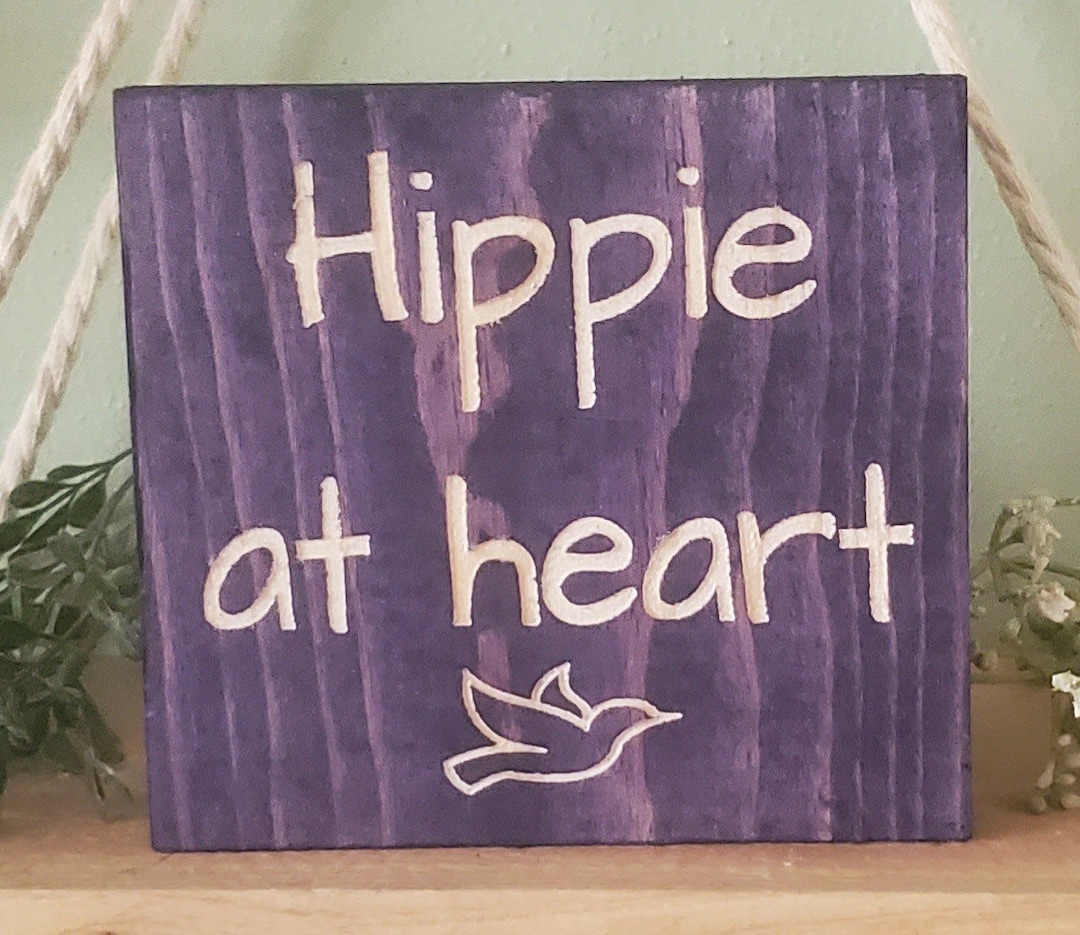 Engraved Wooden Hippie Sign | Boho Shelf Decor - Etsy