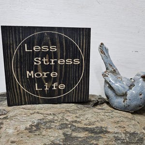 Summer House Winter House Less Stress More Life Shelf Sitter | Wood Carved Sign