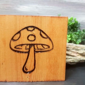 Wood Mushroom Sign | Mushroom Wall Art | Mushroom Lover Art |Cottagecore Mushroom Art | Mushroom Shelf Decor | Mushroom Desk Decor |