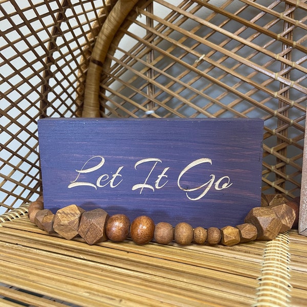 Let it Go Sign | Inspirational Wood Carved Sign | Motivational Sign | Self-Care Sign | Relax Sign | Mindfulness Sign | Meditation Sign