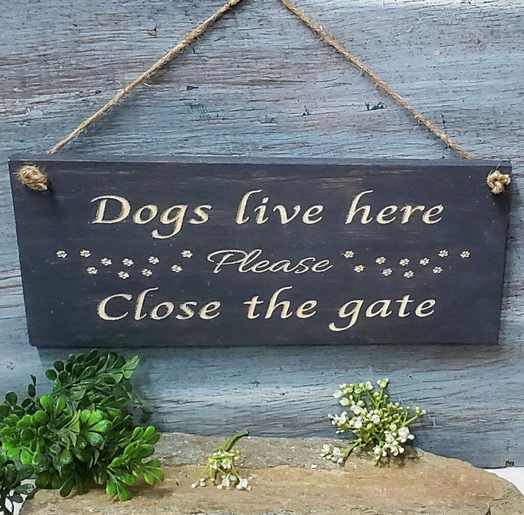 Panneau Autocollant « Please Close The Gate Dog » (600 Mm X