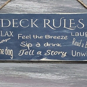 Deck Sign | Deck Rules Wood Hanging Sign | Outdoor Sign | Deck Sign | Patio Sign | Backyard Sign | Outdoor Decor |  Sign | Carved Wood Sign