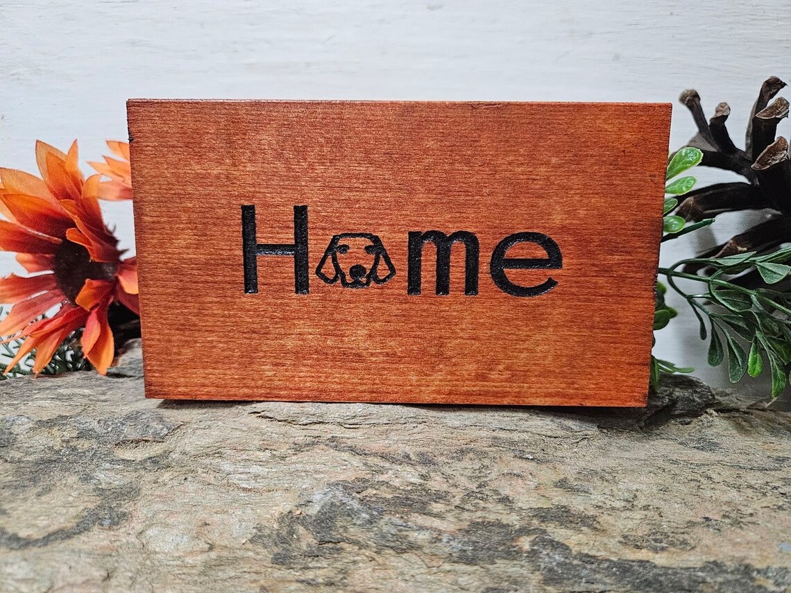 Dog Home Sign | Engraved Wood Pet Decor (6x3.5) - Etsy