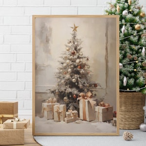 Vintage Christmas Tree Watercolor Digital Download, Holiday Printable Art, Festive Decoration, Instant Print, DIY Wall Decor, Holiday Deco