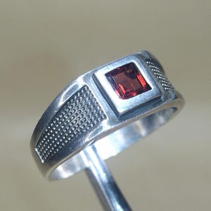 Beautiful Ukrainian silver ring ruby size 11 ,russian silver ruby ring, large ruby ring, silver ring square ruby, minimalist ryby ring