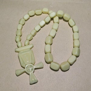 Handmade Soviet prison rosary Cross, art criminal rosary,  prison art rosary,White rosary with a cross, Catholic rosaries,Orthodox rosaries