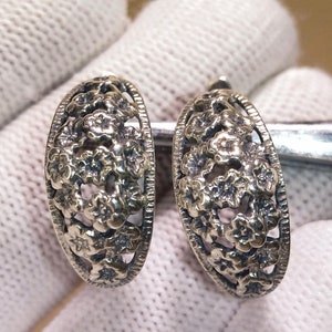 Ukrainian silver earrings,Vintage 875 silver earrings,vintage Ukrainian earring,Soviet silver earring,flower earrings,floral garden earrings