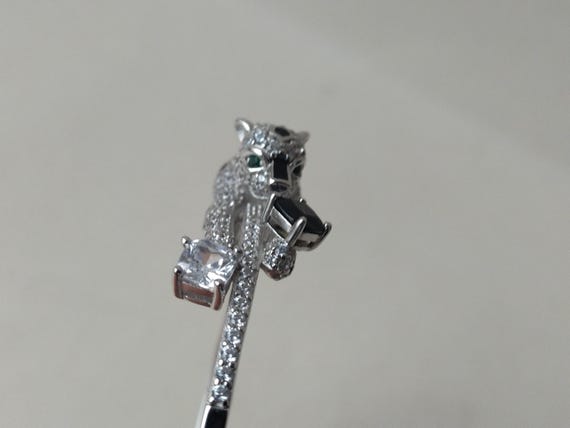 Silver bracelet leopard, Silver Leopard Bangle Br… - image 19