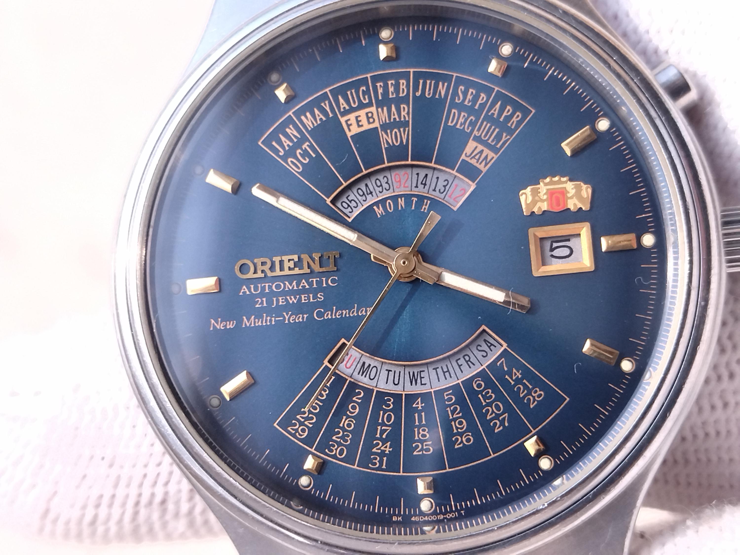 Vintage Orient Watch Dark Blue Dial, Orient Multi Year Calendar