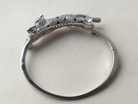 Silver bracelet leopard, Silver Leopard Bangle Br… - image 13