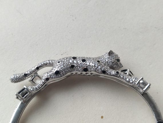 Silver bracelet leopard, Silver Leopard Bangle Br… - image 18
