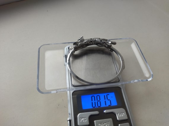 Silver bracelet leopard, Silver Leopard Bangle Br… - image 20