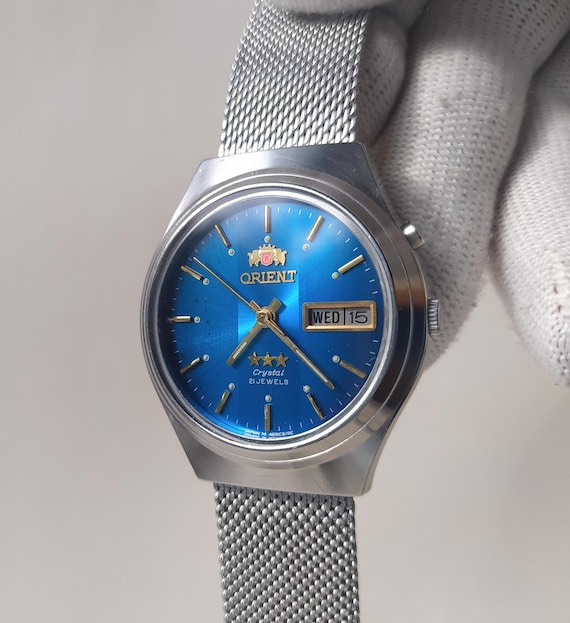 Vintage watch Orient rare blue dial, orient watch 3 stars blue dial, Mechanical Japanese Watches, automatic watch